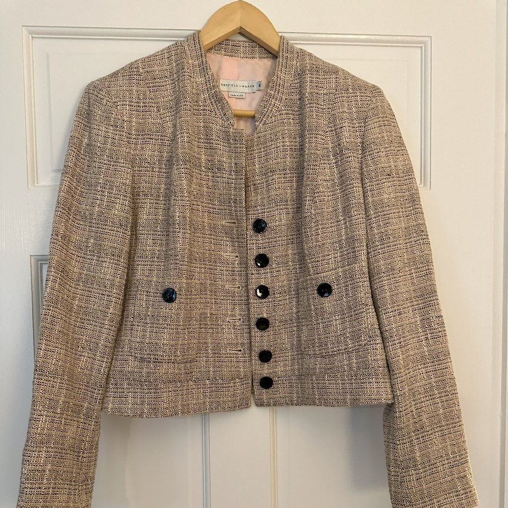 Garfield Marks pink plaid with black blazer jacket size 6